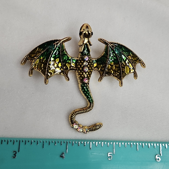 unbranded Jewelry - Dripping Oil Enamel Dragon Brooch Retro Style Pin Rhinestone Sparkling Goth Punk